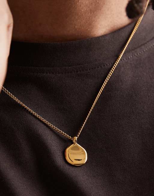 ASOS DESIGN - Guldfarvet halskæde i vandafvisende rustfrit stål med smeltet vedhæng  , 3 af 3