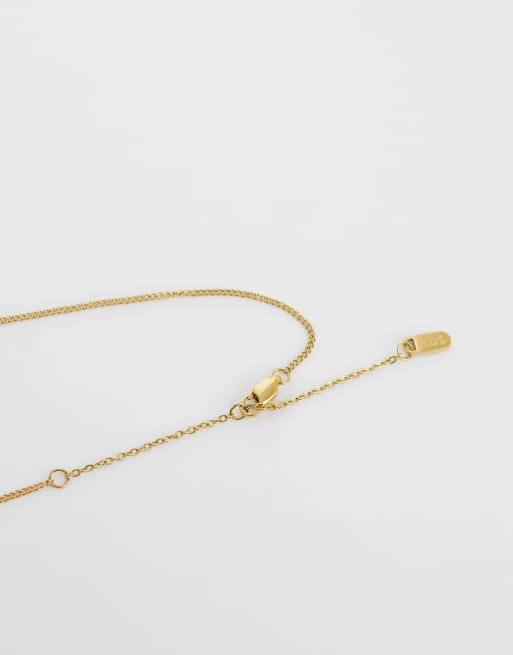 ASOS DESIGN - Guldfarvet halskæde i vandfast rustfrit stål med dobbelt vedhæng, 2 af 3