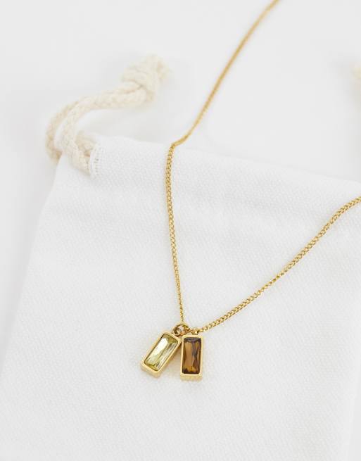 ASOS DESIGN - Guldfarvet halskæde i vandfast rustfrit stål med dobbelt vedhæng, 3 af 3