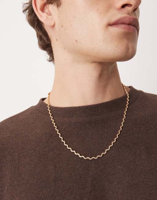 ASOS DESIGN - Guldfarvet halskæde med hamret krusedulle-design