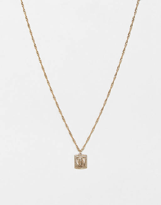 ASOS DESIGN - Guldfarvet halskæde med medaljon i monark-stil