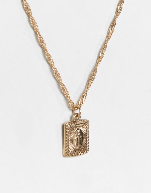 ASOS DESIGN - Guldfarvet halskæde med medaljon i monark-stil, 2 af 4