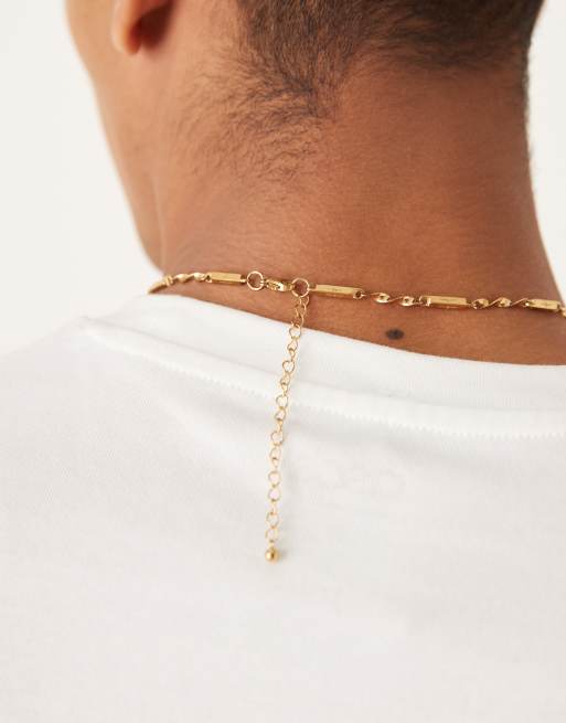 ASOS DESIGN - Guldfarvet halskæde med snoet kæde og stangdetaljer i vandafvisende rustfrit stål  , 3 af 3