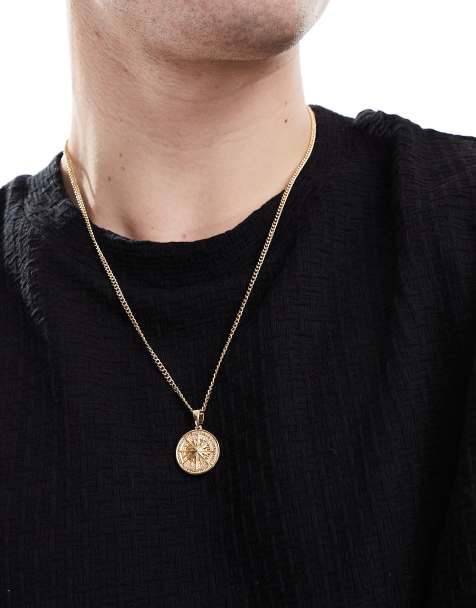 ASOS DESIGN - Guldfarvet kædehalskæde med kompasvedhæng - view 1