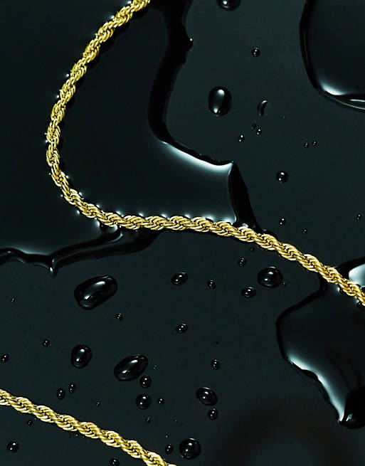 afvisning spejl Mange ASOS DESIGN - Guldfarvet reb-halskæde i vandafvisende rustfrit stål | ASOS