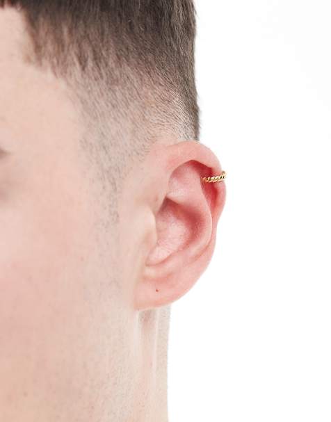 ASOS DESIGN - Guldfarvet ørecuff i sterlingsølv med rebdesign - view 1