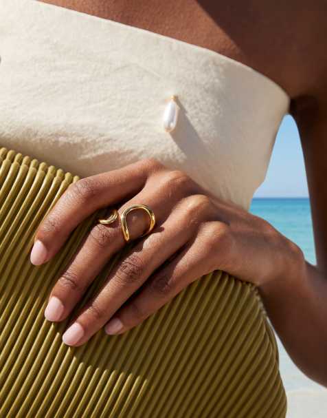 ASOS DESIGN - Guldfarvet ring i vandfast rustfrit stål med omviklet design - view 1