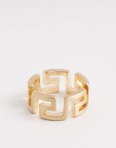 ASOS DESIGN - Guldfarvet ring med åbent græsk bølgemønster - view 1