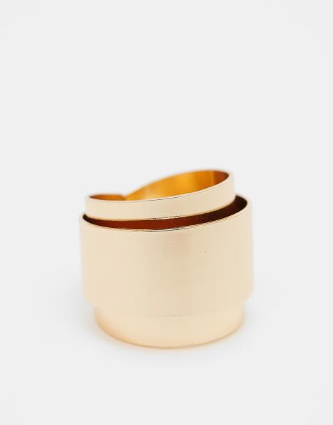 ASOS DESIGN - Guldfarvet ring med bredt bånd i flere lag - view 1