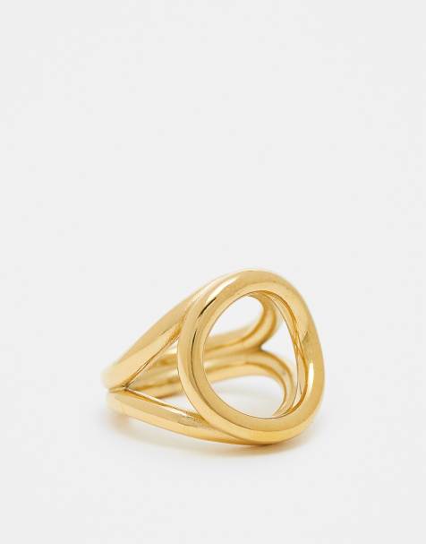ASOS DESIGN - Guldfarvet ring med cirkeldesign i vandtæt, rustfrit stål - view 1