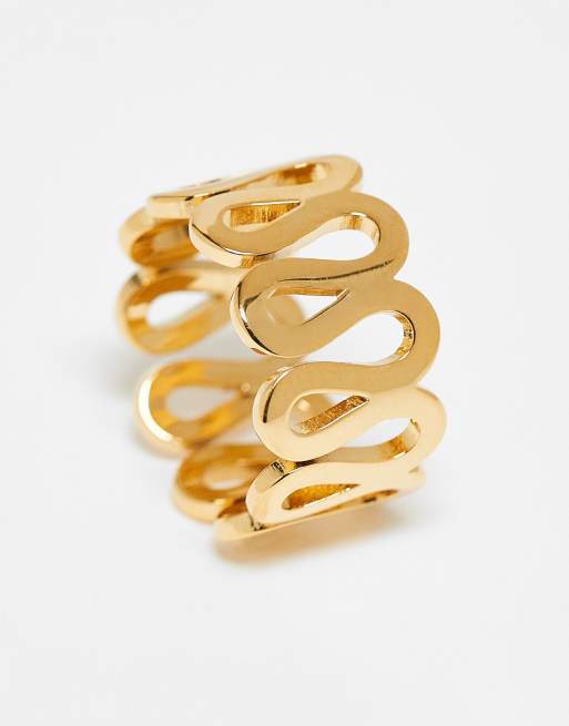 ASOS DESIGN - Guldfarvet ring med krusedulle-design i vandfast, rustfrit stål, 2 af 4