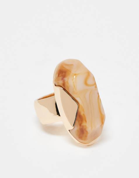 ASOS DESIGN - Guldfarvet ring med oversized harpikssten - view 1