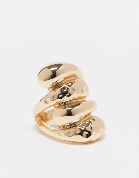 ASOS DESIGN - Guldfarvet ring med oversized slå-om- og bobledesign - view 1
