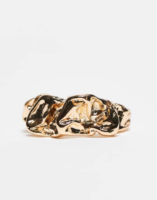 ASOS DESIGN - Guldfarvet ring med teksturdesign, 2 af 3