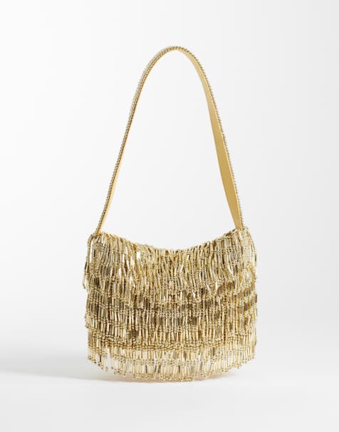 ASOS DESIGN - Guldfarvet skuldertaske med frynseudsmykning - view 1