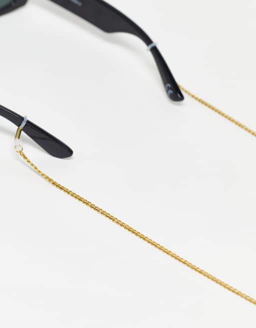 ASOS DESIGN - Guldfarvet solbrillekæde med kantede led i vandafvisende rustfrit stål