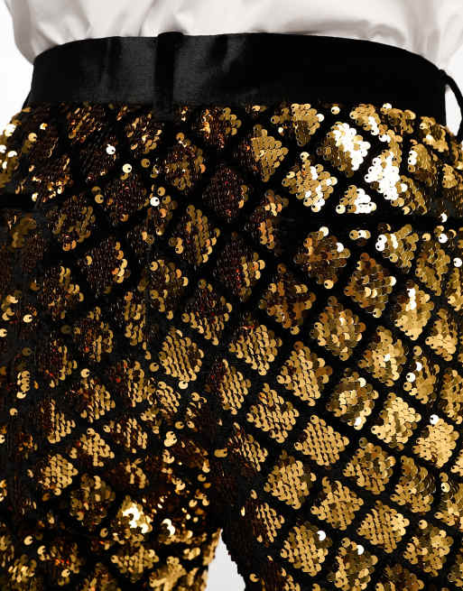 ASOS DESIGN – Guldiga kostymbyxor med strass och paljetter, del av kostym, 4 av 5