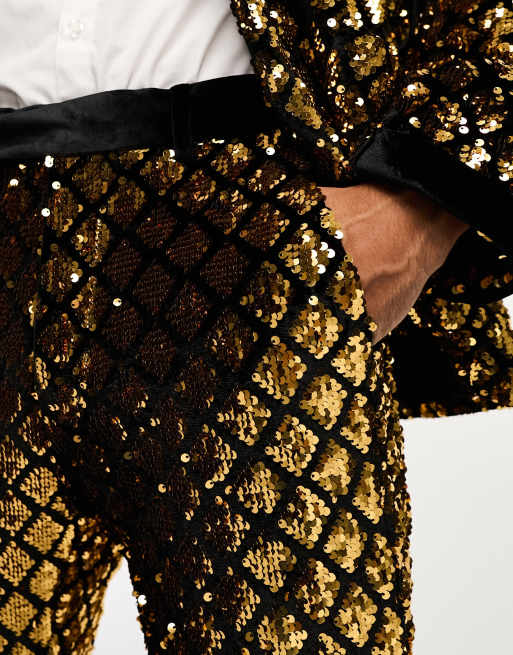 ASOS DESIGN – Guldiga kostymbyxor med strass och paljetter, del av kostym, 5 av 5