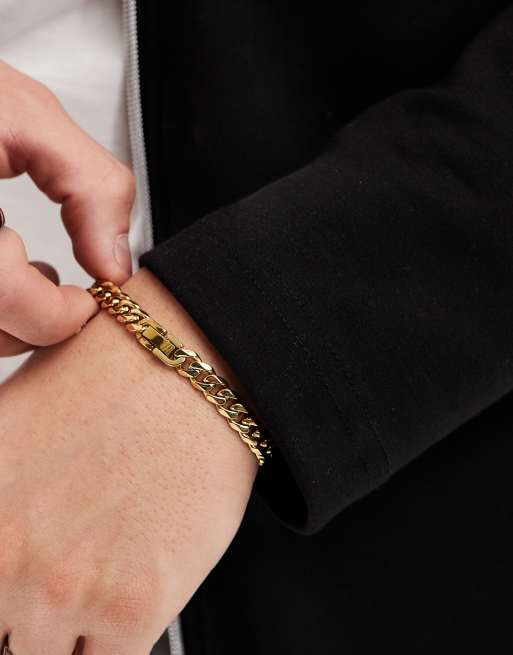 ASOS DESIGN – Guldigt kedjearmband i vattentåligt, rostfritt stål, 4 av 4