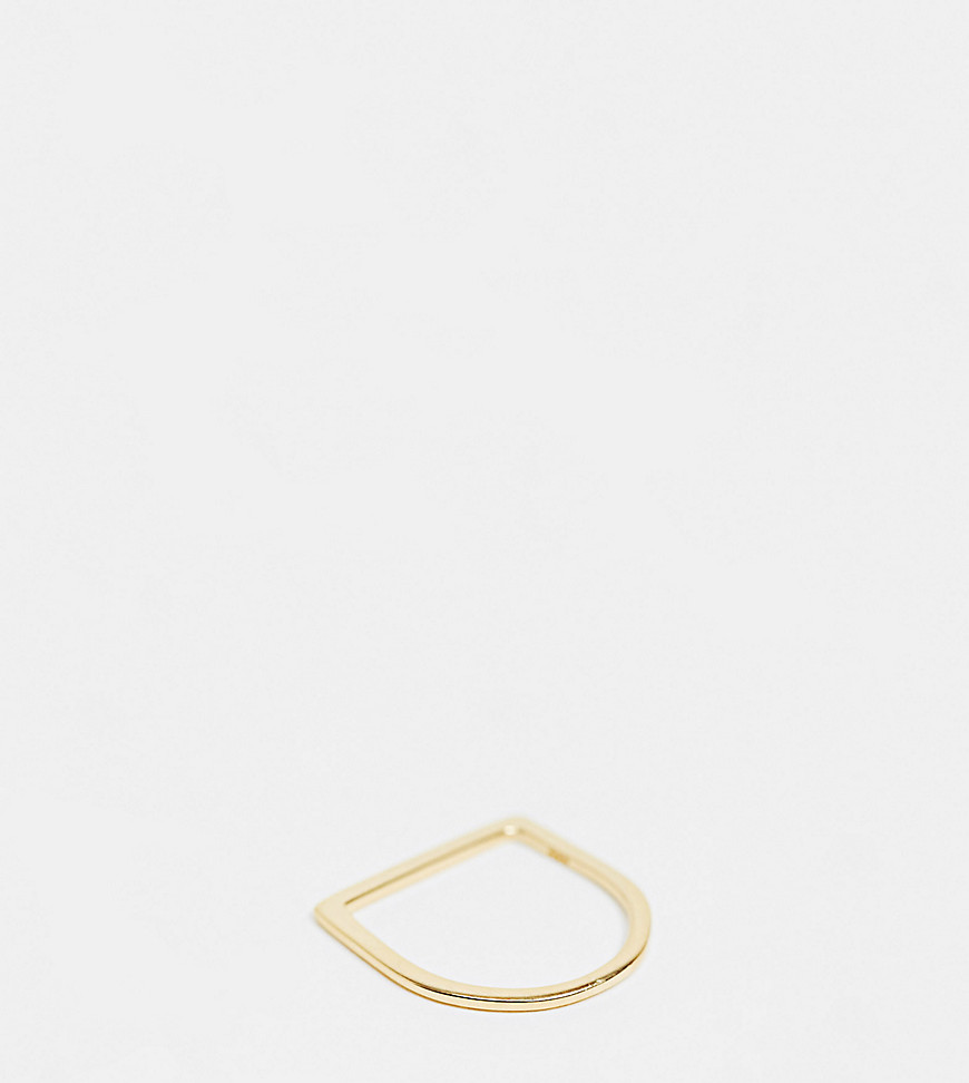 ASOS DESIGN – Guldpläterad ring i äkta silver med platt stavdesign