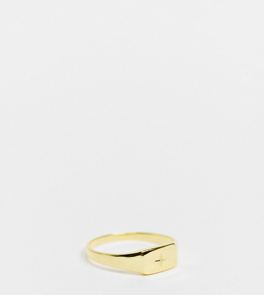 ASOS Design – Guldpläterad ring i sterling silver med utskurna detaljer