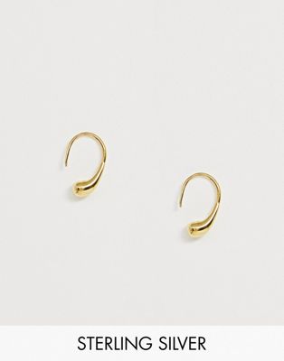 ASOS DESIGN – Guldpläterade örhängen i äkta silver i slät droppdesign