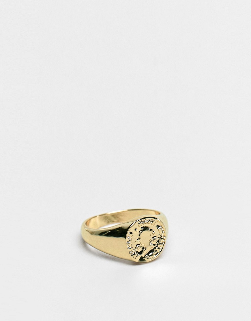 ASOS DESIGN – Guldtonad lillfingerring med mynt