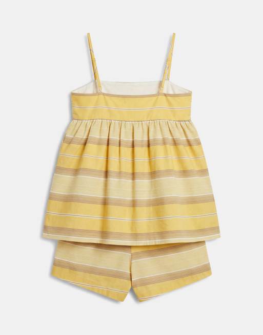 ASOS DESIGN – Gulrandig playsuit med smock och smala axelband, 6 av 7