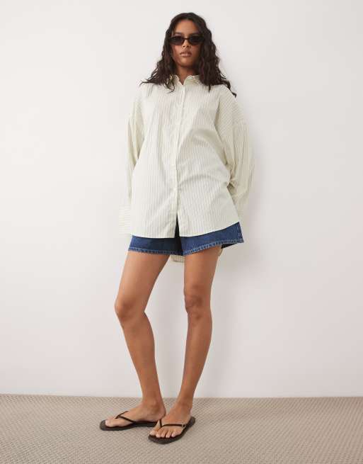 ASOS DESIGN – Gulrandig pyjamasskjorta i poplin och oversize, 2 av 4