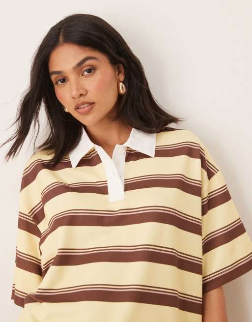 ASOS DESIGN – Gulrandig t-shirt med korta ärmar och rugbykrage, 3 av 4