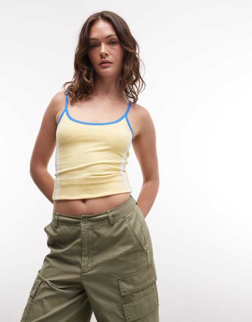ASOS DESIGN – Gult, sportigt linne med rand i sidan, 4 av 4