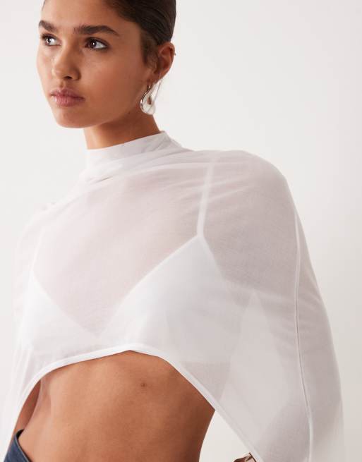 ASOS DESIGN - Gulvlang cremehvid kappetop, 3 af 4