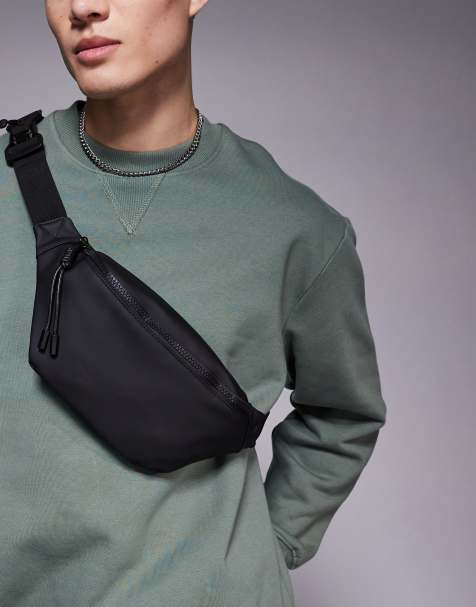 ASOS DESIGN – Gummierte Gürteltasche in Schwarz - view 1