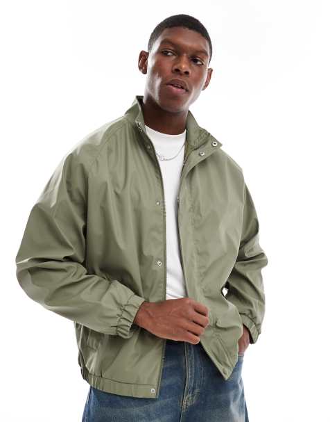 ASOS DESIGN – Gummierte Oversize-Windjacke in Khaki - view 1