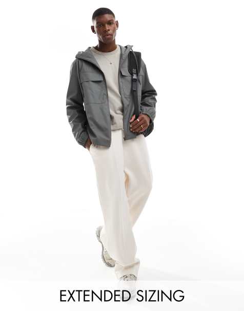 ASOS DESIGN – Gummierte Regenjacke in Anthrazit mit Brusttaschen - view 1