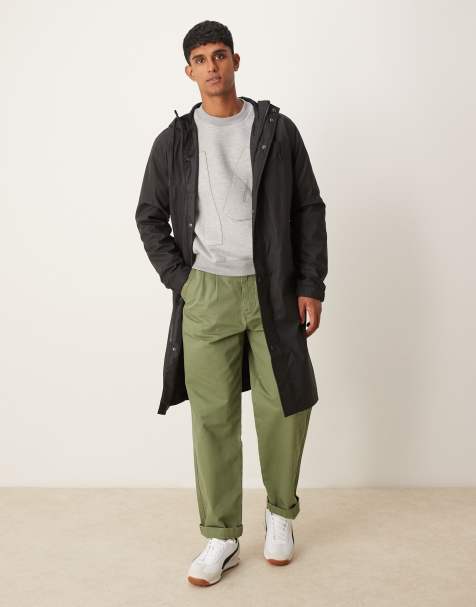 ASOS DESIGN – Gummierte Windjacke in Schwarz mit langem Schnitt - view 1