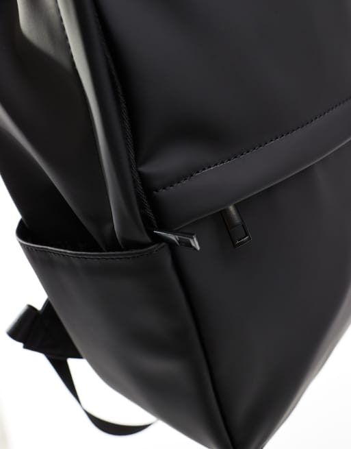 Asos black leather backpack online