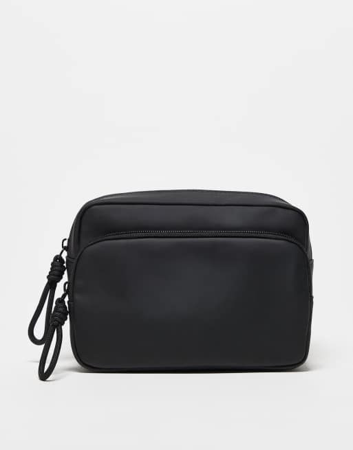 ASOS DESIGN – Gumowana czarna kosmetyczka z dwoma komorami