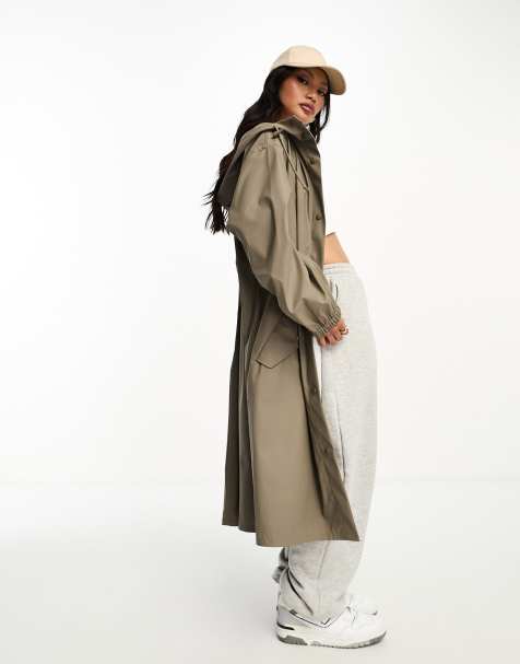 ASOS DESIGN – Gumowana parka przeciwdeszczowa w kolorze pieczarkowym - view 1