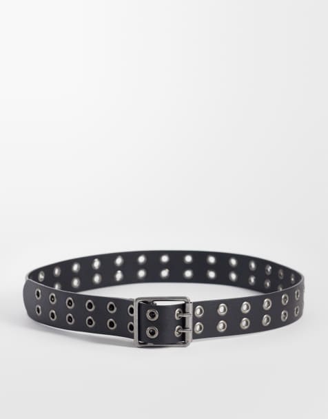ASOS DESIGN – Gürtel aus Kunstleder in Schwarz mit Ösendetails - view 1