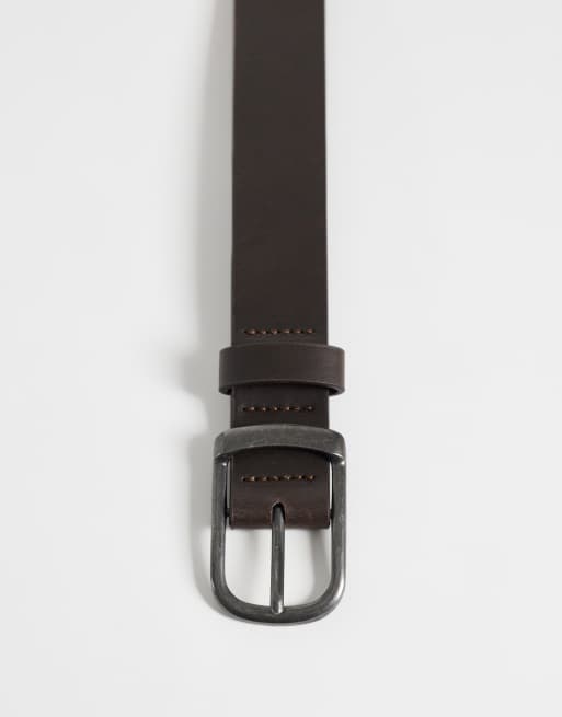 ASOS DESIGN Gürtel aus Kunstleder mit silberner Schnalle in Braun, 3 von 3