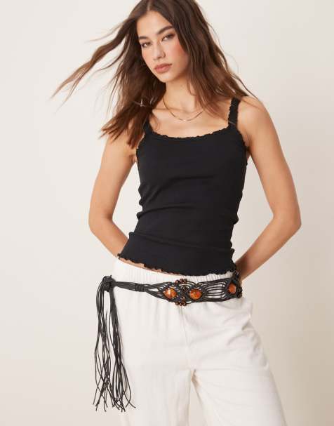 ASOS DESIGN – Gürtel mit Makramee-Design in Schwarz - view 1