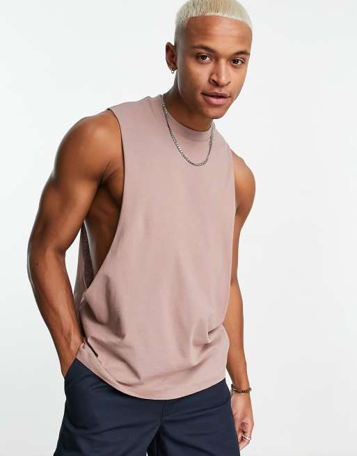 ASOS DESIGN - Gyldenbrun afslappet top med sænkede ærmegab 