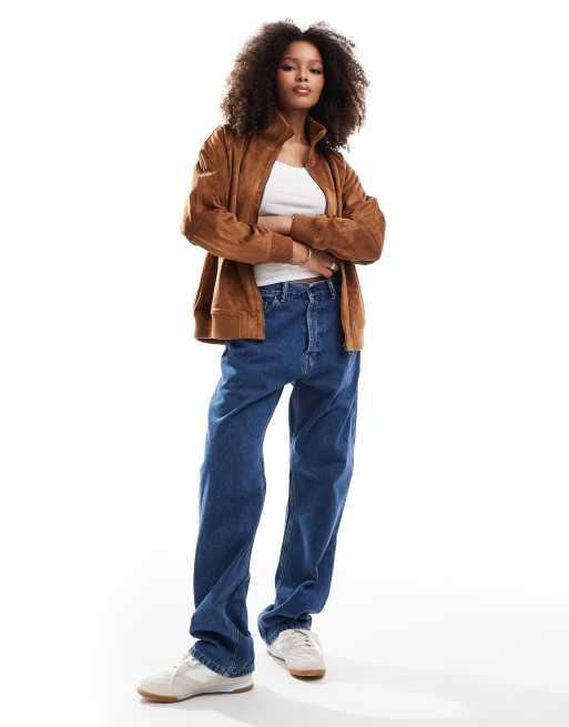 ASOS DESIGN - Gyldenbrun bomber-jakke med ståkrave i imiteret ruskind, 2 af 4