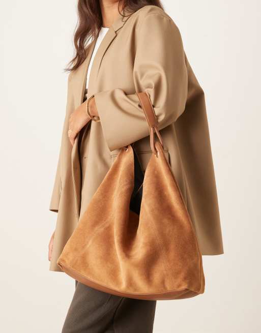 ASOS DESIGN - Gyldenbrun tote-taske i ruskind med hank og løkkedetaljer, 2 af 4