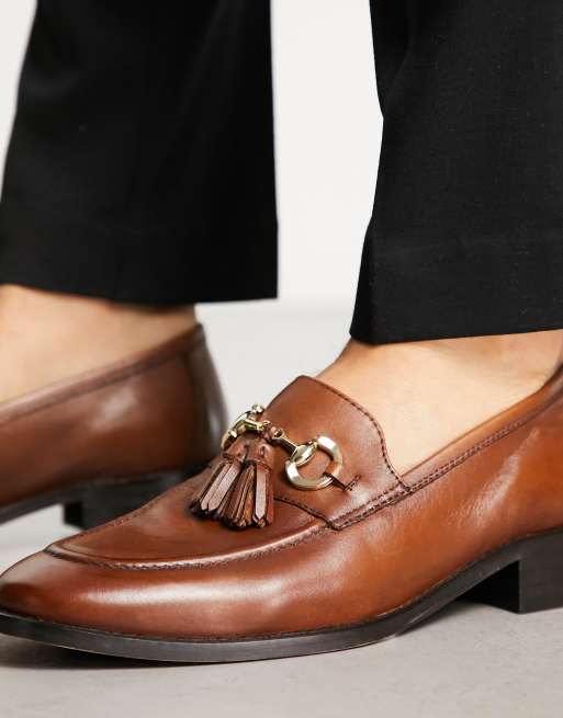 ASOS DESIGN - Gyldenbrune loafers med kvastdetalje i læder, 3 af 4
