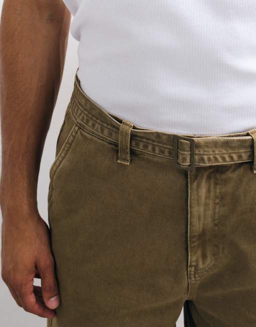 ASOS DESIGN - Gyldenbrune løstsiddende jorts med bælte i denim , 4 af 5