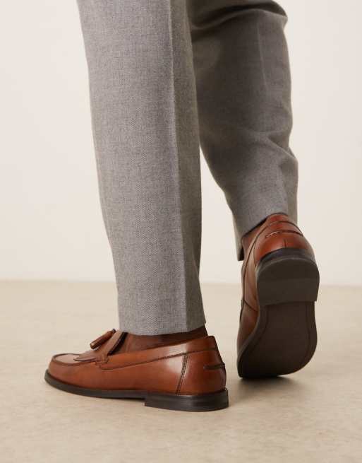 ASOS DESIGN - Gyldenbrune penny-loafers med kvaster i læder, 2 af 4