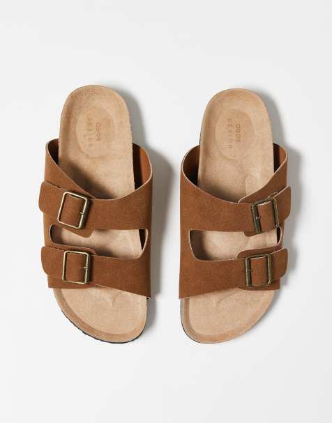 ASOS DESIGN - Gyldenbrune sandaler med to remme og korksål - view 1