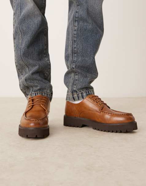 ASOS DESIGN - Gyldenbrune sko med snørebånd og apron-toe - view 1